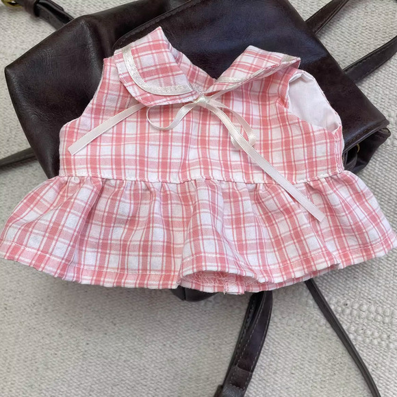 Bartholomew bear cute custom clothes outfits - pink plaid dress (Tiny) - Picture 2 of 2